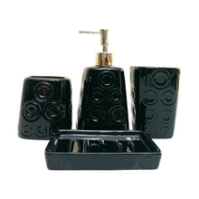 Load image into Gallery viewer, Bathroom Accessory Set - Circles Pattern Black