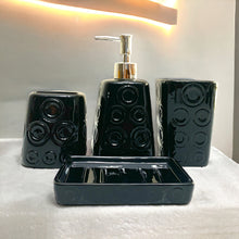 Load image into Gallery viewer, Bathroom Accessory Set - Circles Pattern Black