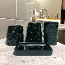 Load image into Gallery viewer, Bathroom Accessory Set - Circles Pattern Black