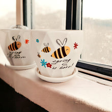 Load image into Gallery viewer, Ceramic Planter with Saucer - Spring is here