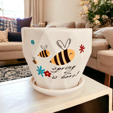Load image into Gallery viewer, Ceramic Planter with Saucer - Spring is here