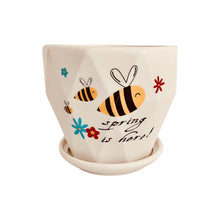 Load image into Gallery viewer, Ceramic Planter with Saucer - Spring is here