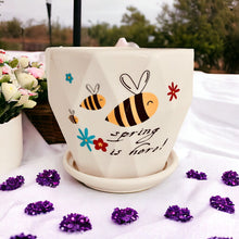 Load image into Gallery viewer, Ceramic Planter with Saucer - Spring is here