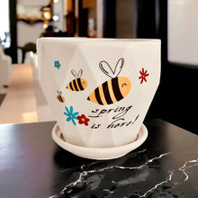Load image into Gallery viewer, Ceramic Planter with Saucer - Spring is here