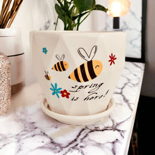 Load image into Gallery viewer, Ceramic Planter with Saucer - Spring is here