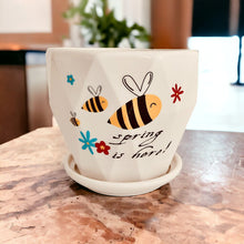 Load image into Gallery viewer, Ceramic Planter with Saucer - Spring is here