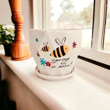 Load image into Gallery viewer, Ceramic Planter with Saucer - Spring is here
