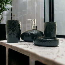 Load image into Gallery viewer, 4-Piece Ceramic Bathroom Accessory Set - Black