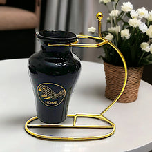 Load image into Gallery viewer, Printed Vase with Metal Stand - Black