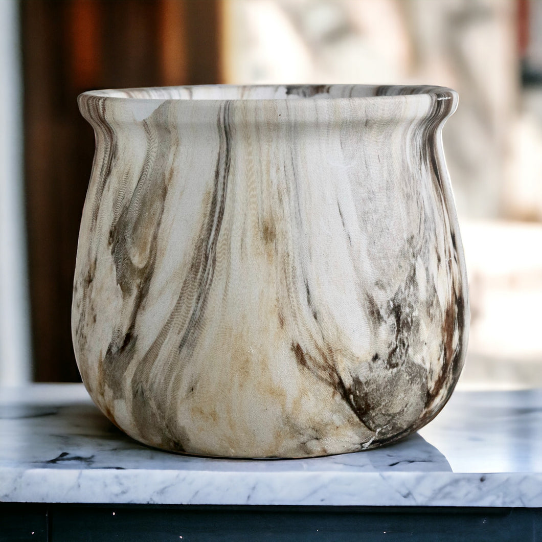 Marble Glazed Planters - Brown