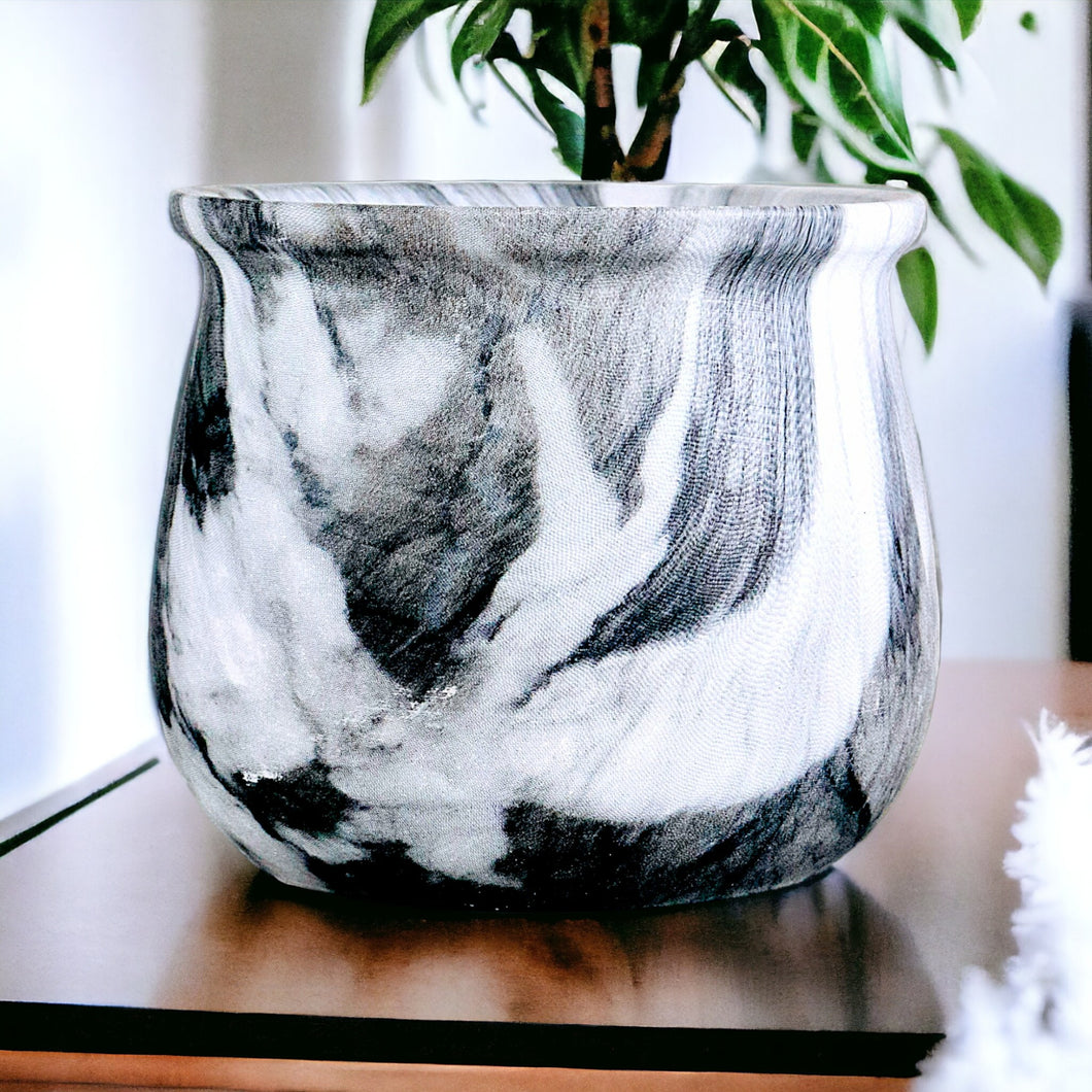 Marble Glazed Planter - D Grey