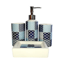 Load image into Gallery viewer, Printed Bathroom Accessory Set - Blue