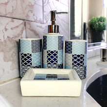 Load image into Gallery viewer, Printed Bathroom Accessory Set - Blue