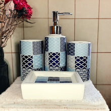 Load image into Gallery viewer, Printed Bathroom Accessory Set - Blue