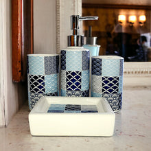Load image into Gallery viewer, Printed Bathroom Accessory Set - Blue
