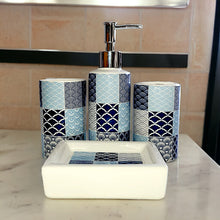 Load image into Gallery viewer, Printed Bathroom Accessory Set - Blue