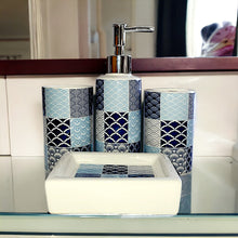 Load image into Gallery viewer, Printed Bathroom Accessory Set - Blue
