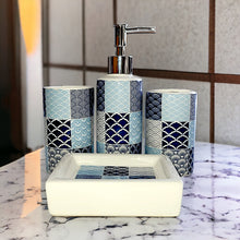 Load image into Gallery viewer, Printed Bathroom Accessory Set - Blue
