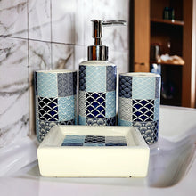 Load image into Gallery viewer, Printed Bathroom Accessory Set - Blue