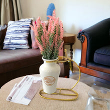Load image into Gallery viewer, Printed Vase with Metal Stand - White