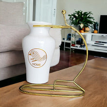 Load image into Gallery viewer, Printed Vase with Metal Stand - White