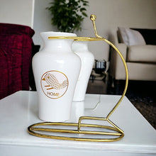Load image into Gallery viewer, Printed Vase with Metal Stand - White