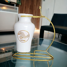 Load image into Gallery viewer, Printed Vase with Metal Stand - White
