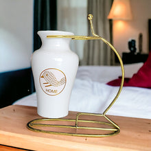 Load image into Gallery viewer, Printed Vase with Metal Stand - White