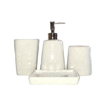 Load image into Gallery viewer, Bathroom Accessory Set - Circles Pattern White