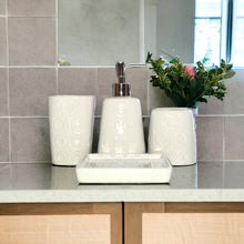 Load image into Gallery viewer, Bathroom Accessory Set - Circles Pattern White