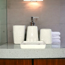 Load image into Gallery viewer, Bathroom Accessory Set - Circles Pattern White