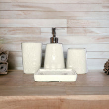 Load image into Gallery viewer, Bathroom Accessory Set - Circles Pattern White