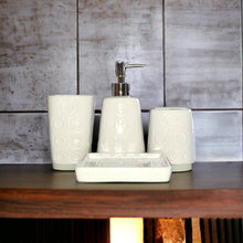 Load image into Gallery viewer, Bathroom Accessory Set - Circles Pattern White
