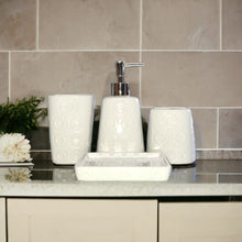 Load image into Gallery viewer, Bathroom Accessory Set - Circles Pattern White