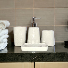 Load image into Gallery viewer, Bathroom Accessory Set - Circles Pattern White