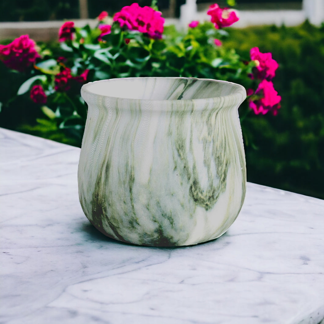 Marble Glazed Planters - Green