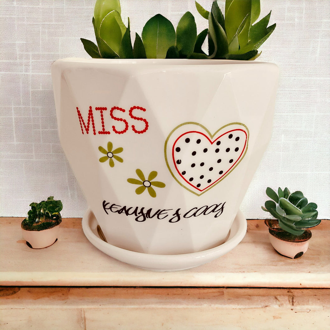 Ceramic Planter with Saucer - Miss