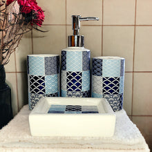 Load image into Gallery viewer, Printed Bathroom Accessory Set - Blue
