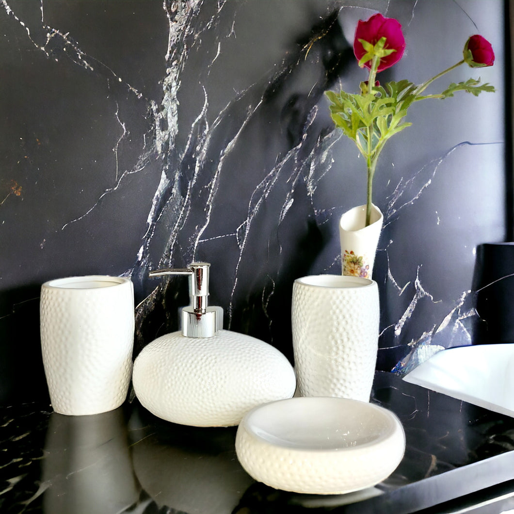 4-Piece Ceramic Bathroom Accessory Set - White